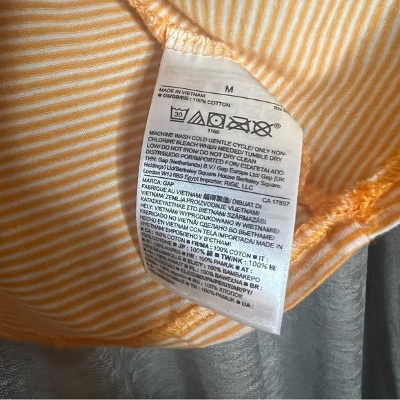 NWT Gap Orange Stripe Short Sleeve Crewneck Tee Shirt Size Medium - Picture 7 of 12